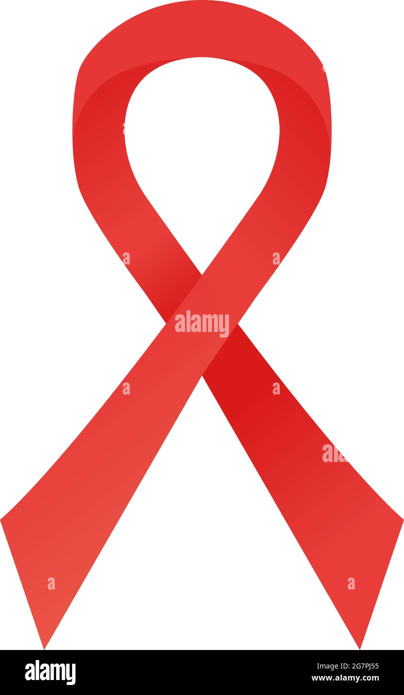Cinta de concienciación roja. SIDA, concepto del día de la solidaridad con  el VIH. Ilustración de vector de stock aislada sobre fondo blanco en estilo  de dibujos animados planos Imagen Vector de
