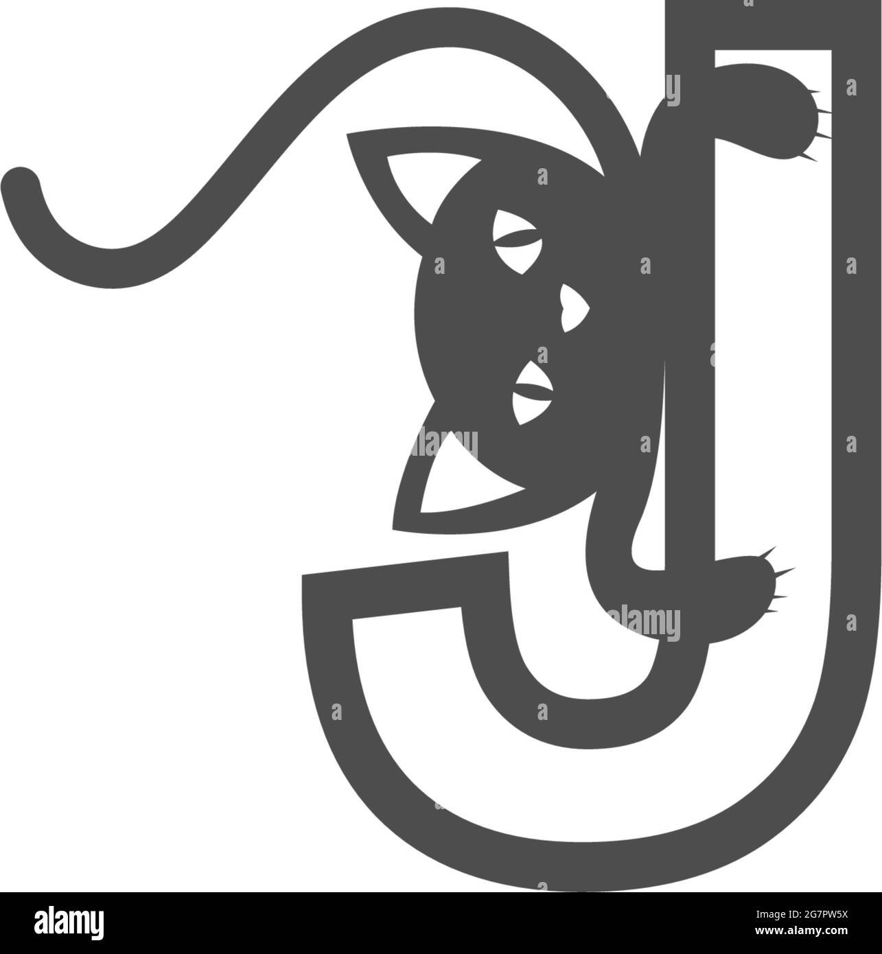 Letra J con icono de gato negro logotipo de diseño vectorial Imagen Vector  de stock - Alamy