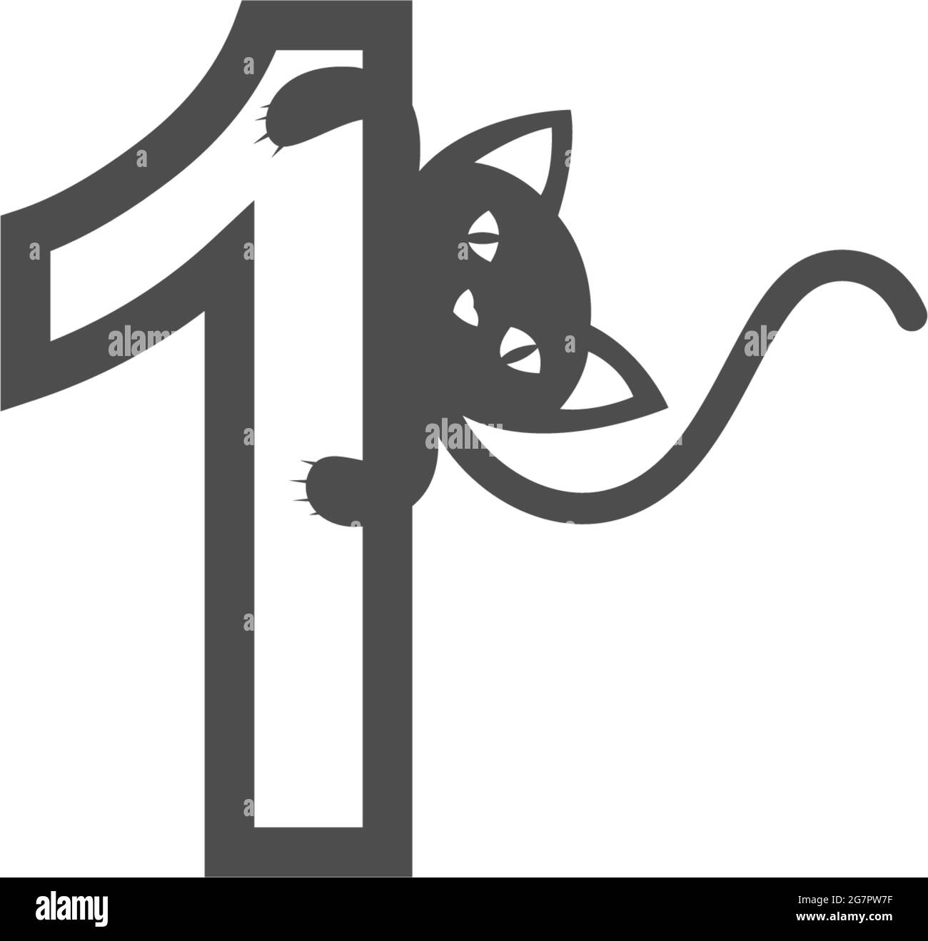 Número 1 con el logotipo de gato negro icono de diseño vectorial plantilla  Imagen Vector de stock - Alamy