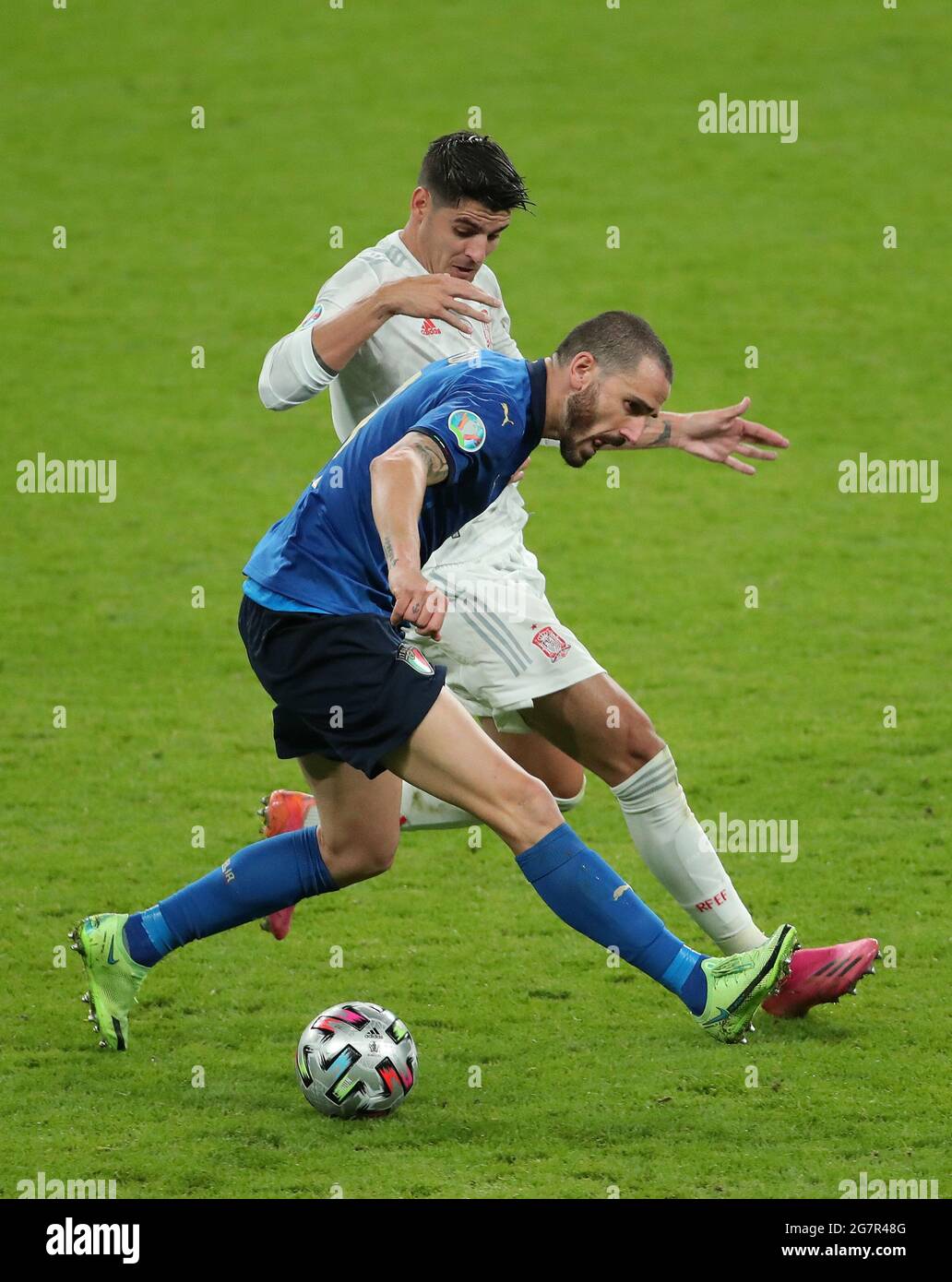 LEONARDO BONUCCI, ÁLVARO MORATA, ITALIA V ESPAÑA, 2021 Foto de stock