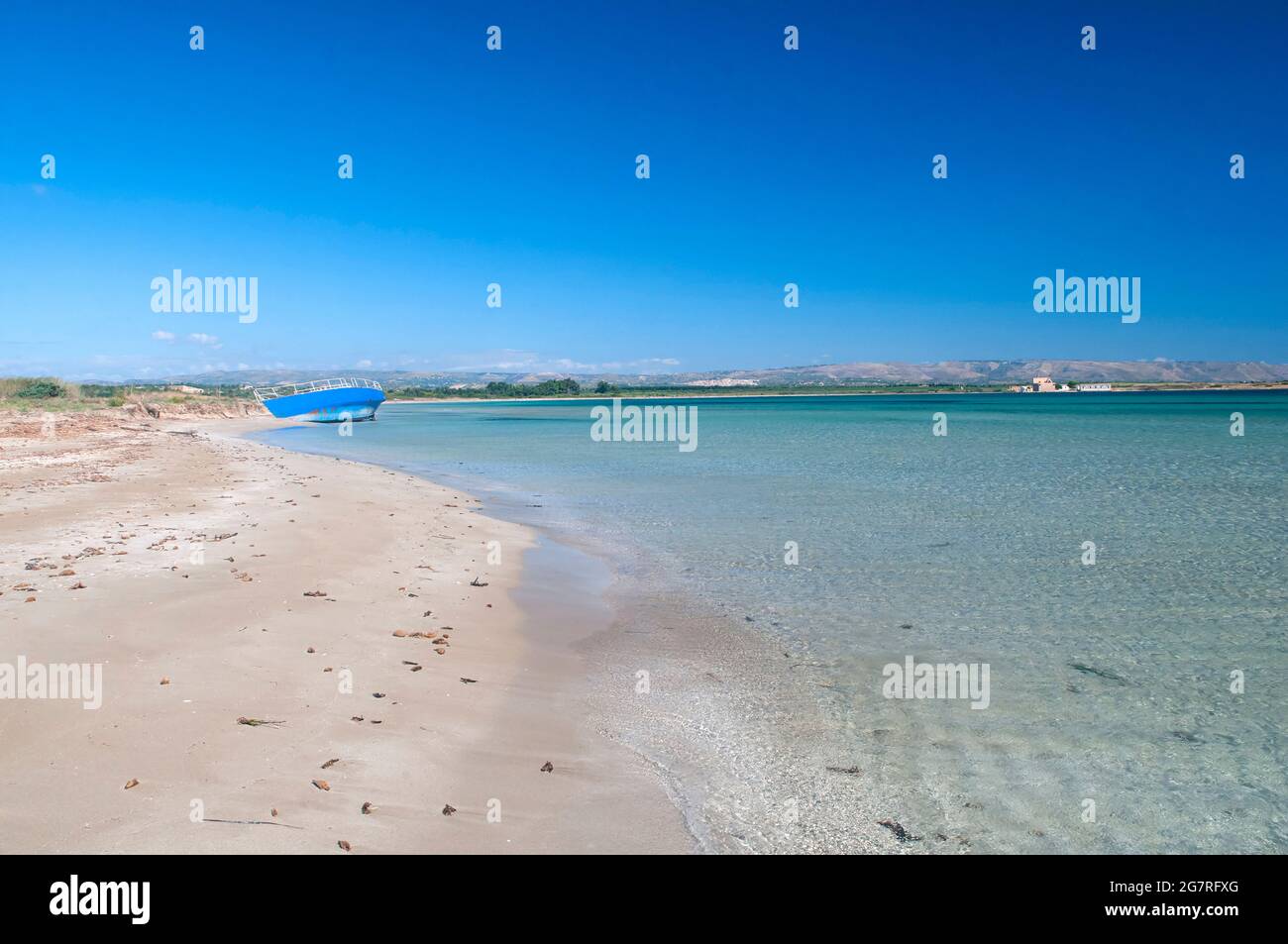 Reserva natural de Vendicari (Sicilia, Italia) - En la parte sur de la isla de Sicilia, un sugestivo oasis de vida salvaje con las playas de arena Foto de stock