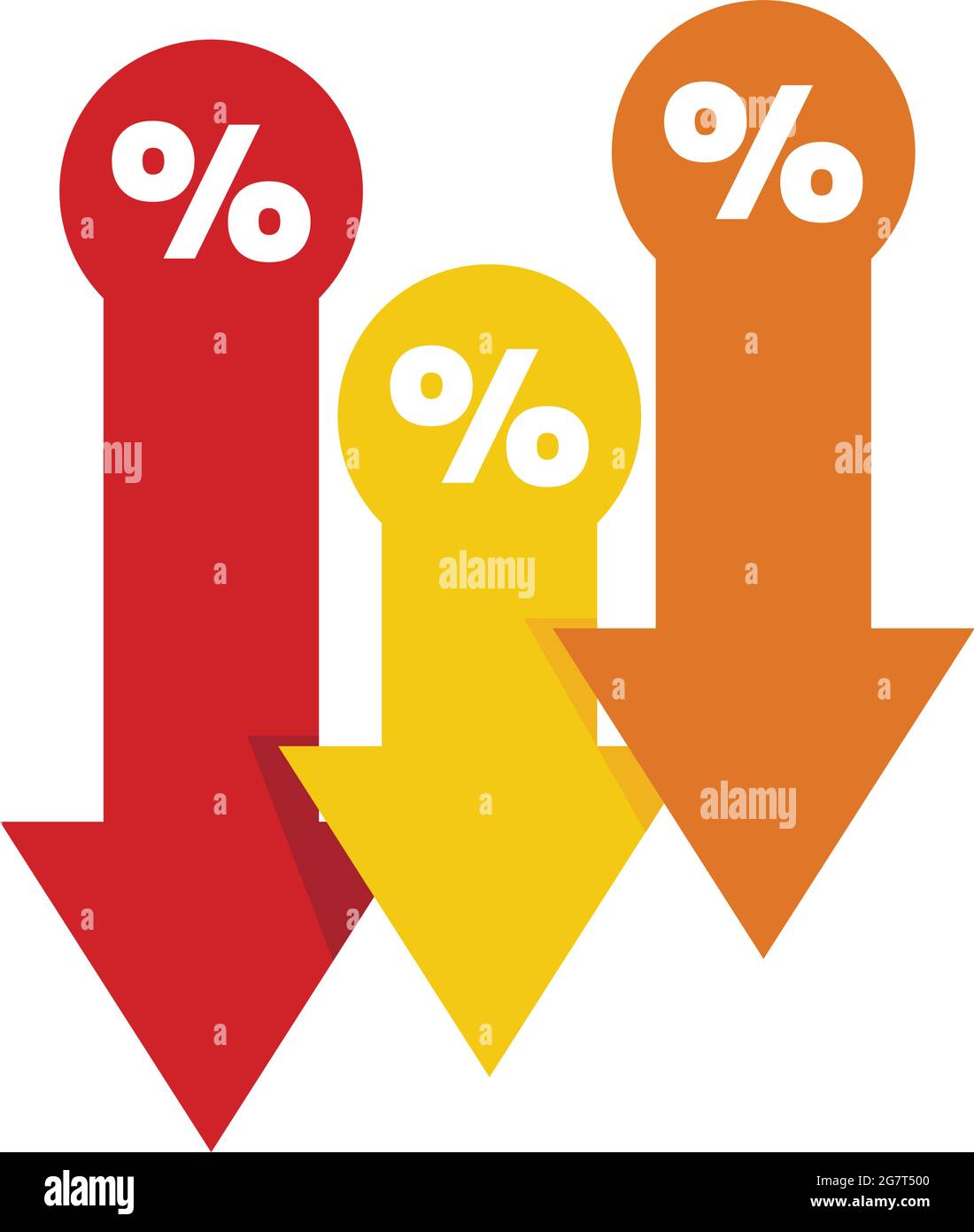 Icono de ventas de caída de precio. Ilustración plana del icono del