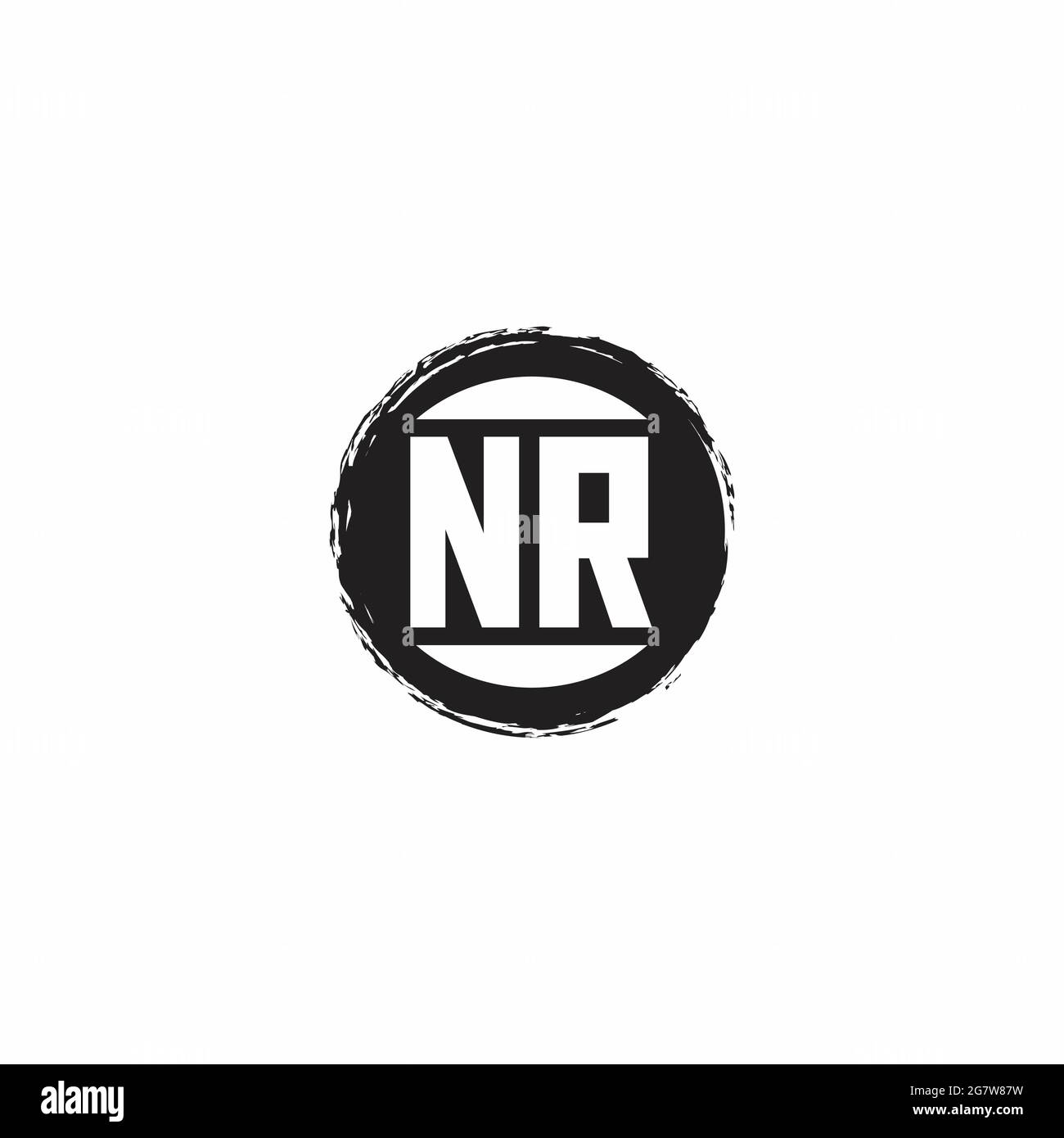 NR Logo Carta inicial Monograma con forma de círculo abstracto plantilla de diseño aislado en fondo blanco Ilustración del Vector