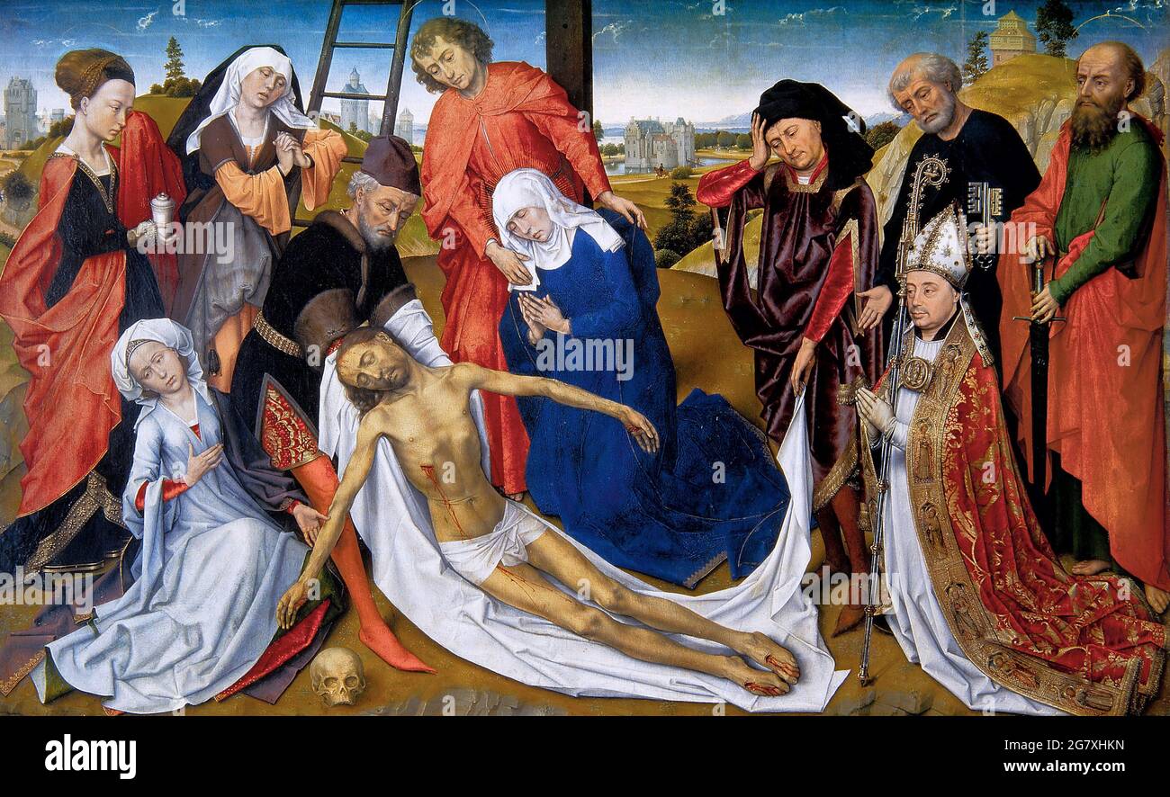 Lamentación de Cristo por Rogier van der Weyden (c.1399-1464), aceite sobre panel, c. 1460 Foto de stock