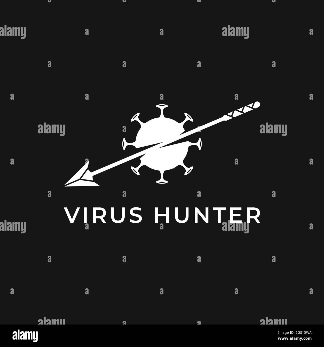 Icono del virus Corona en estilo glifo, con lanza pegada, ilustración de vector de color sólido. Ilustración del Vector