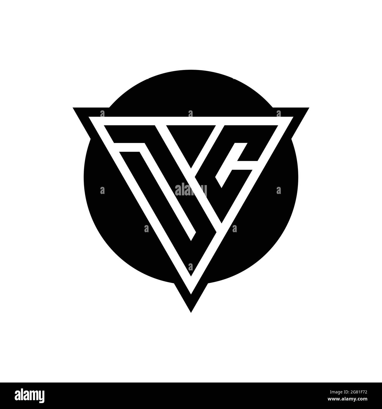 Logotipo de DC con triángulo de espacio negativo y plantilla de diseño
