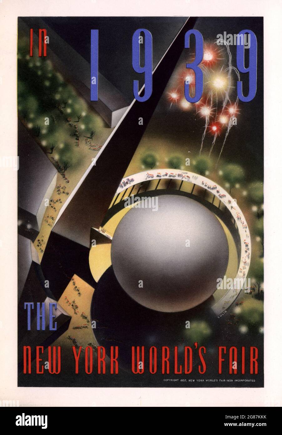 Cartel de la Vintage, New York World's Fair 1939. Cartel / anuncio clásico. Foto de stock