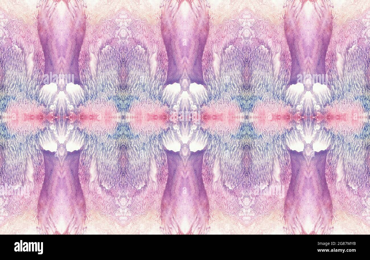 Fondo de acuarela simétrico rosa. Pintura abstracta. Foto de stock