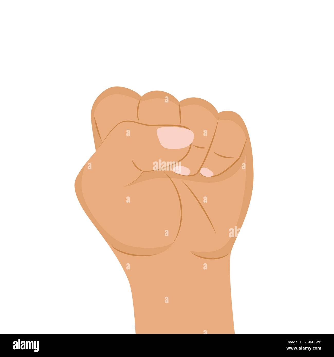 Mano de mujer con su puño levantado. Energía de la muchacha. Símbolo del movimiento feminista. Feliz concepto del Día de la Mujer. Ilustración vectorial Ilustración del Vector