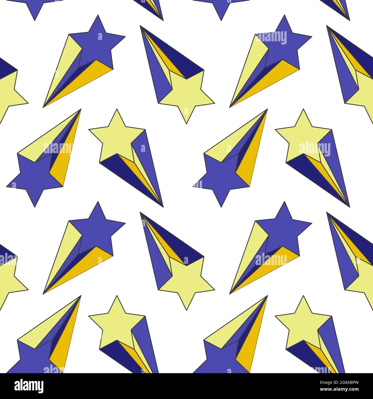 Estrellas fugaces azul amarillo sin costuras patrón para niños diversión hogar fiesta textil diseño vector ilustración estrella con cola Ilustración del Vector