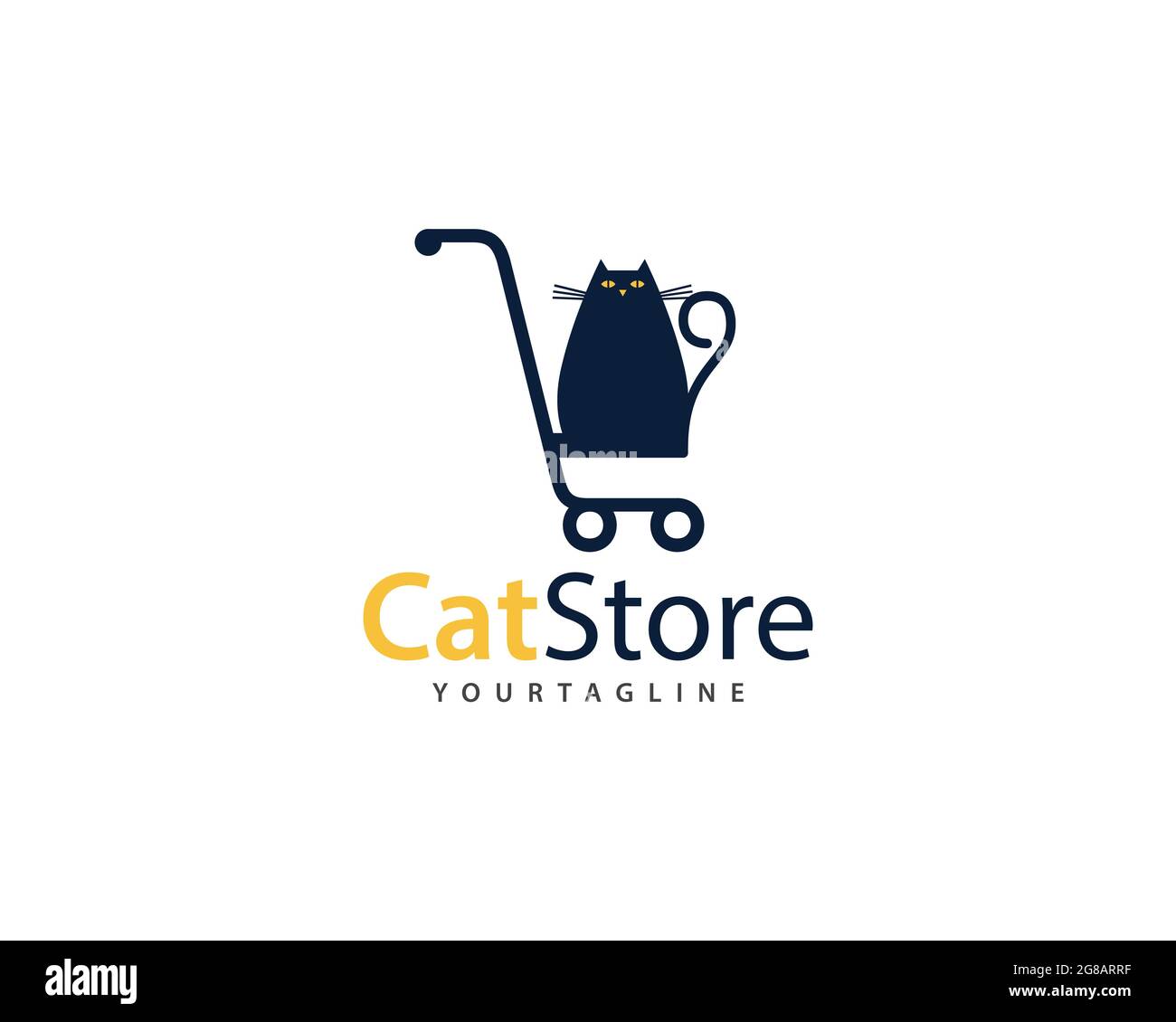 La marca CatStore para la tienda de gatos y el logotipo de los animales de compañía , se puede utilizar para el gato y todos los similares gato tienda nacional de compras, vector de capas completas y fácil de editar un Ilustración del Vector