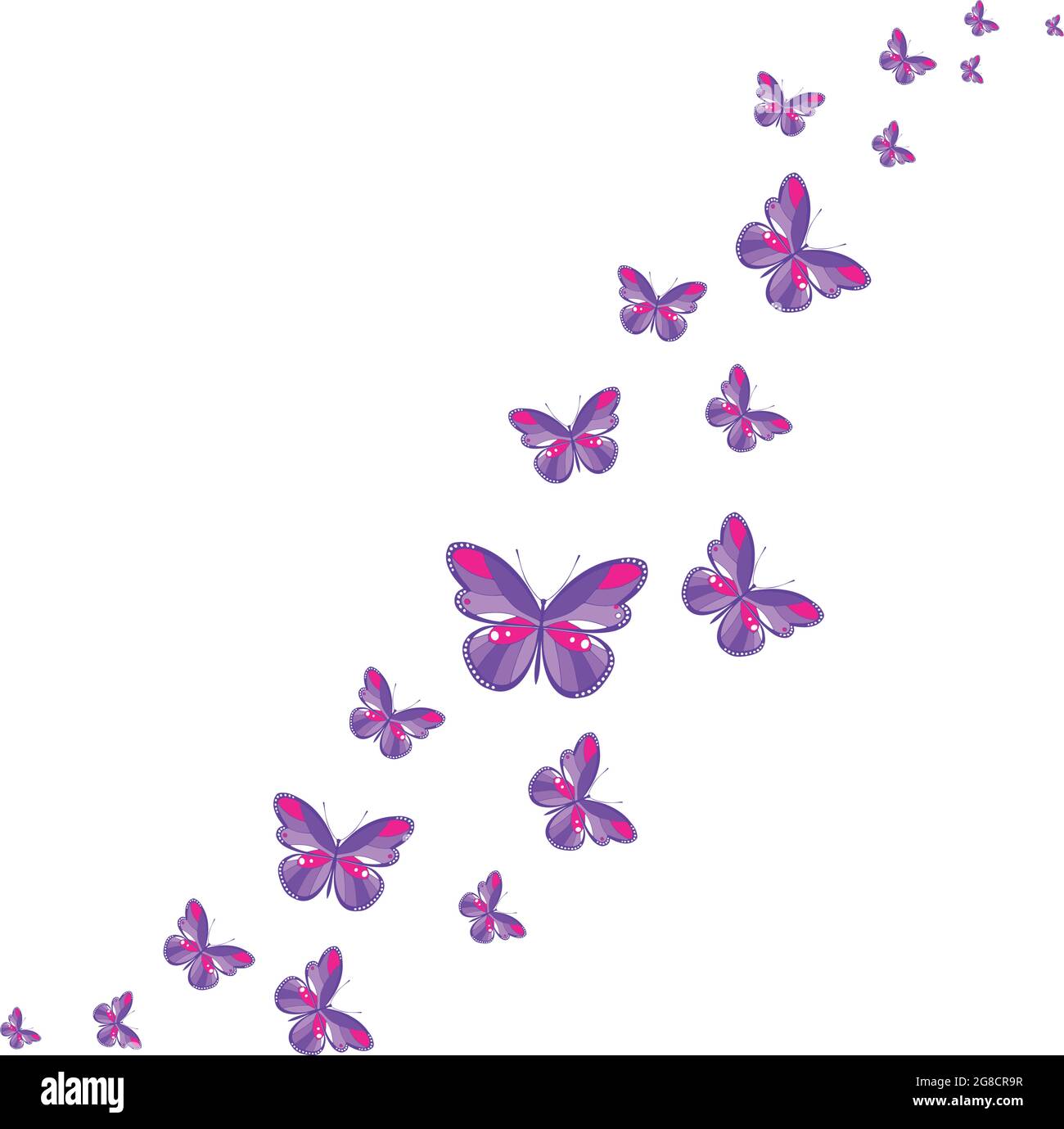Un rebaño de mariposas voladoras. Decoración para una postal, embalaje,  página web. Ilustración vectorial Imagen Vector de stock - Alamy