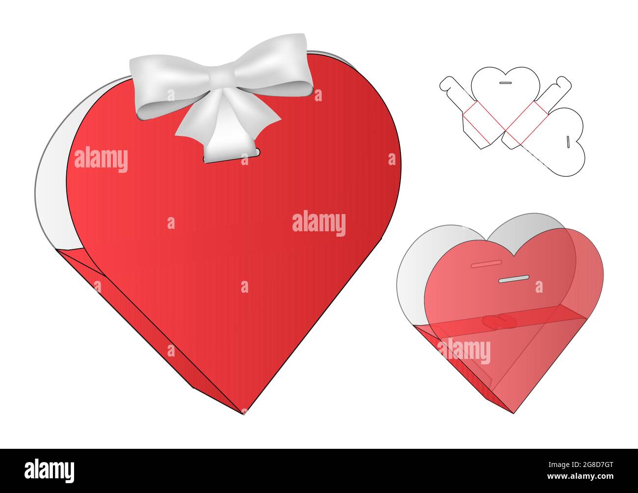 Diseño de plantilla de troquelado para el embalaje de la caja con forma de  corazón. 3d maqueta Imagen Vector de stock - Alamy