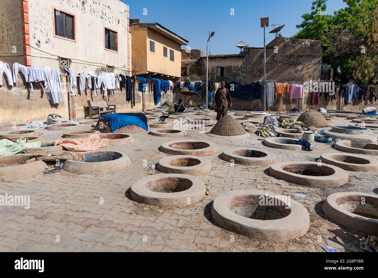 Punteaduras teñido, Kano, estado de Kano, Nigeria, África Occidental, África Foto de stock