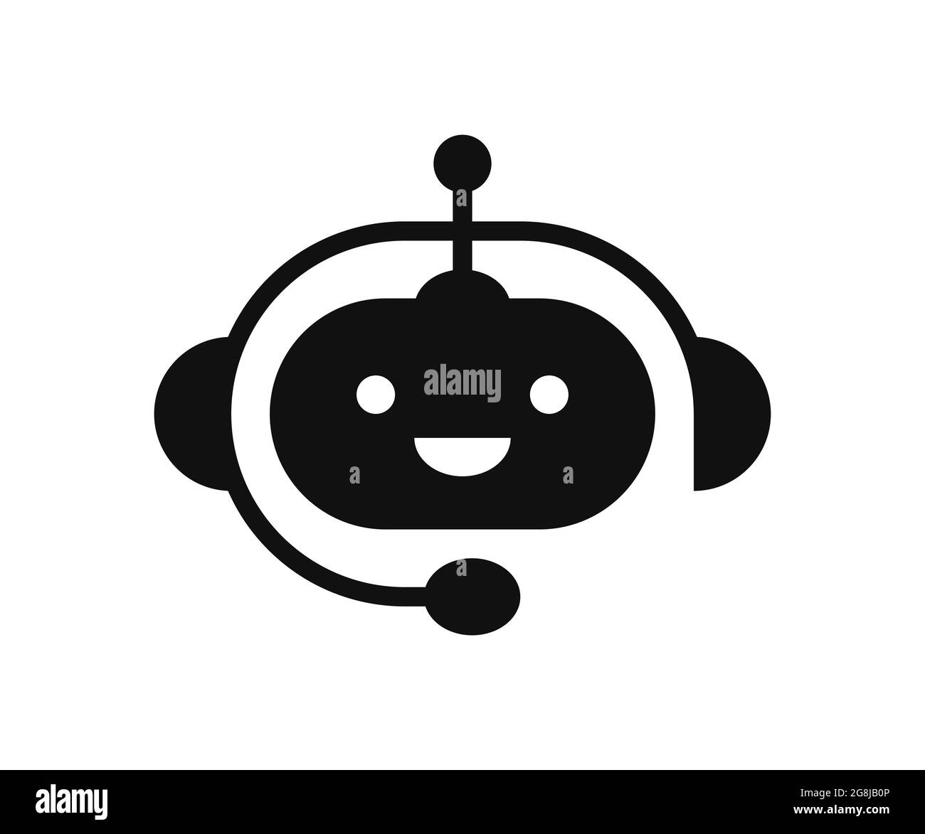 Icono de chatbot. Soporte bot. Robot sonriente y bonito con auricular. El  símbolo de una respuesta instantánea del servicio de asistencia. Icono de  ayuda móvil. Vector Imagen Vector de stock - Alamy