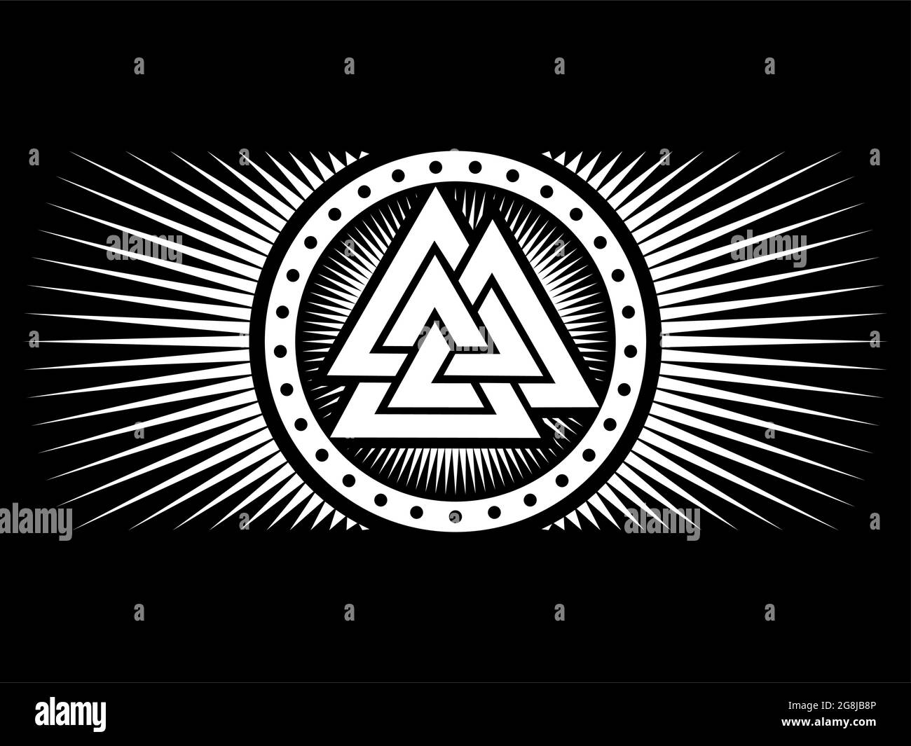 Diseño escandinavo vikingo. Escudo del Guerrero Berserker y patrón