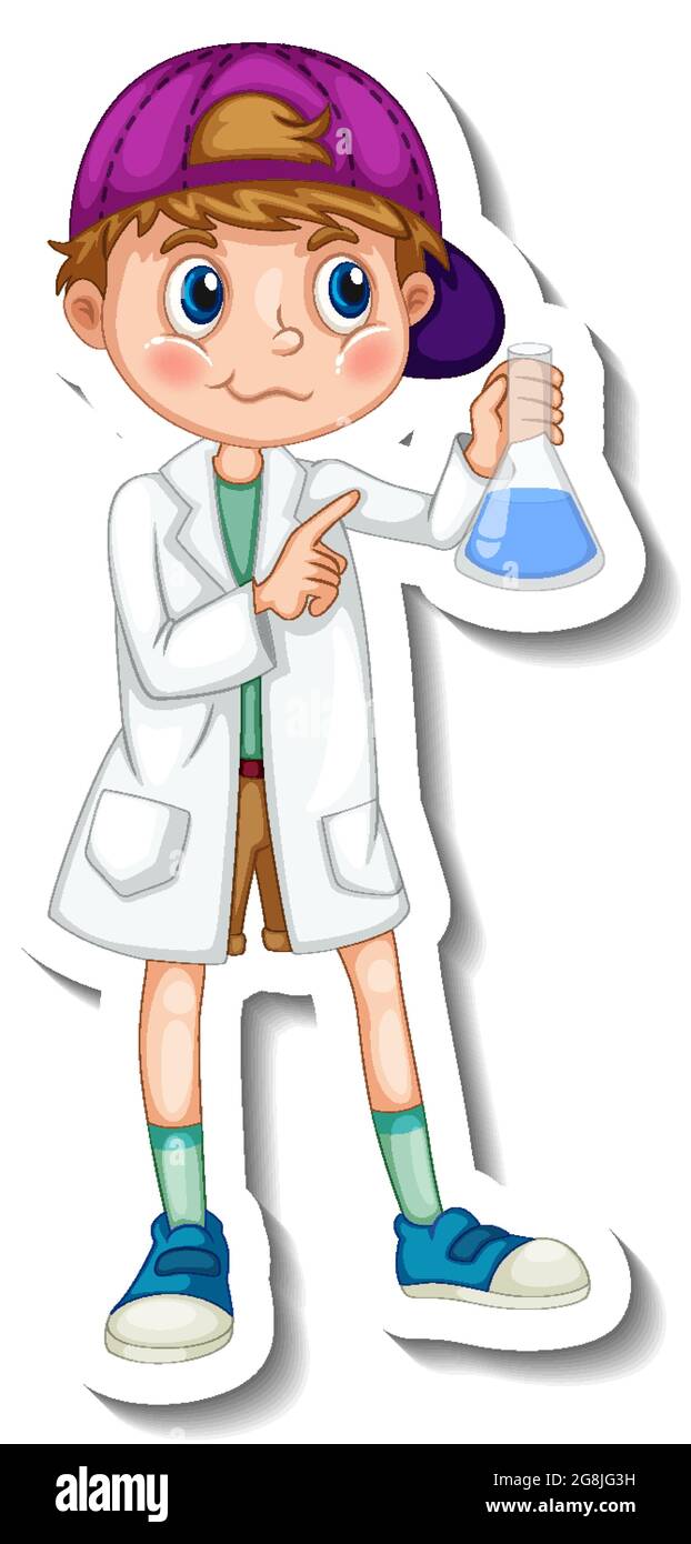 Plantilla de la pegatina con un niño científico caricatura personaje aislado ilustración Imagen Vector de stock - Alamy Plantilla de la pegatina con un niño científico caricatura personaje aislado ilustración Imagen Vector de stock - Alamy