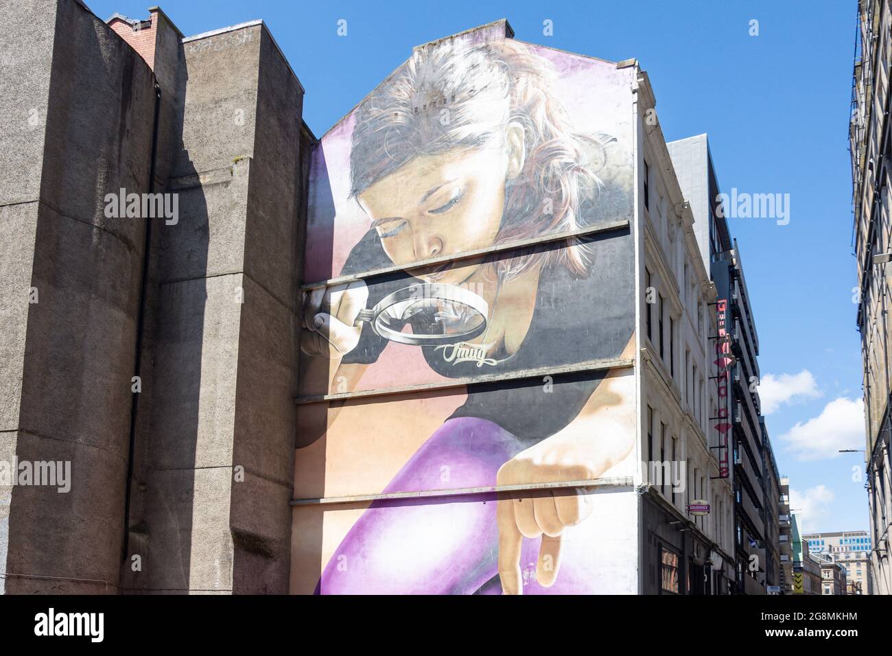 Mural de pared, Mitchell Street, Glasgow City, Escocia, Reino Unido Foto de stock