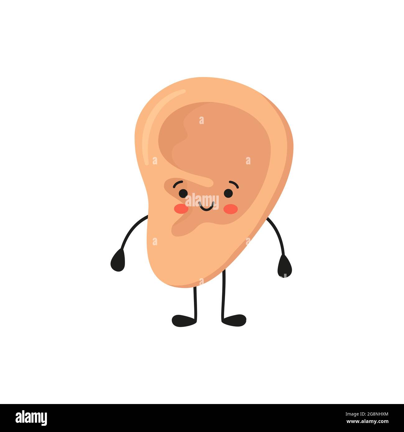 Carácter kawaii del oído humano. El oído es como un órgano del sentido.  Parte de la cara. Órgano auditivo sano. Ilustración vectorial aislada sobre  blanco Imagen Vector de stock - Alamy