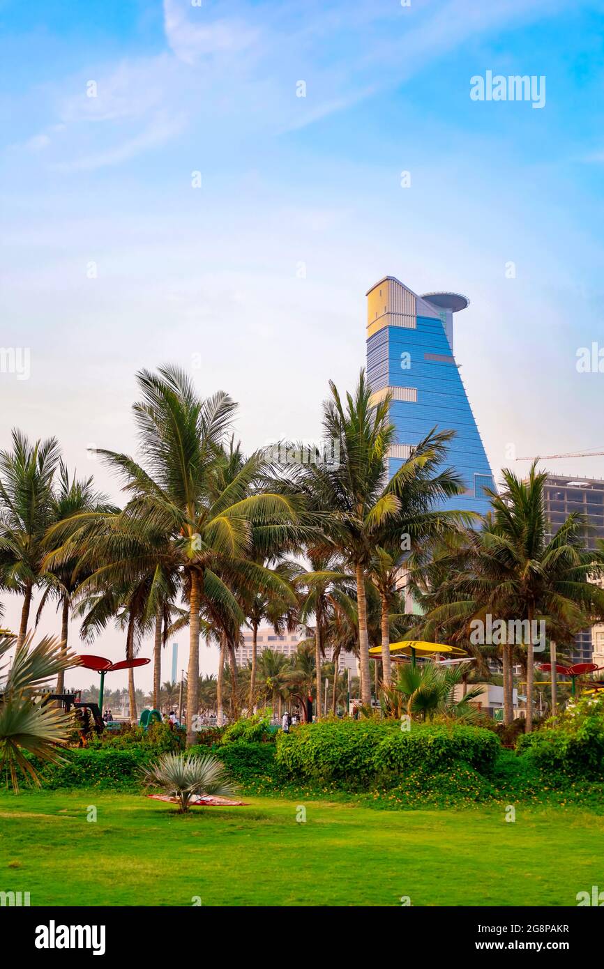 Playa Jeddah Arabia Saudita Abril 30 2021 - Vista de la Corniche del Mar Rojo Foto de stock