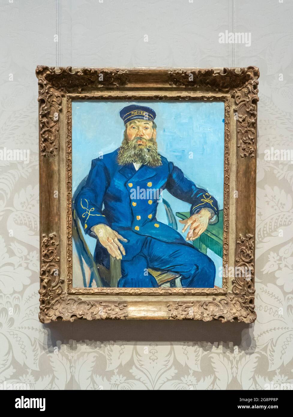 Retrato de Vincent Van Gogh del Postman Joseph Roulin en el Museo de Bellas Artes de Boston Foto de stock