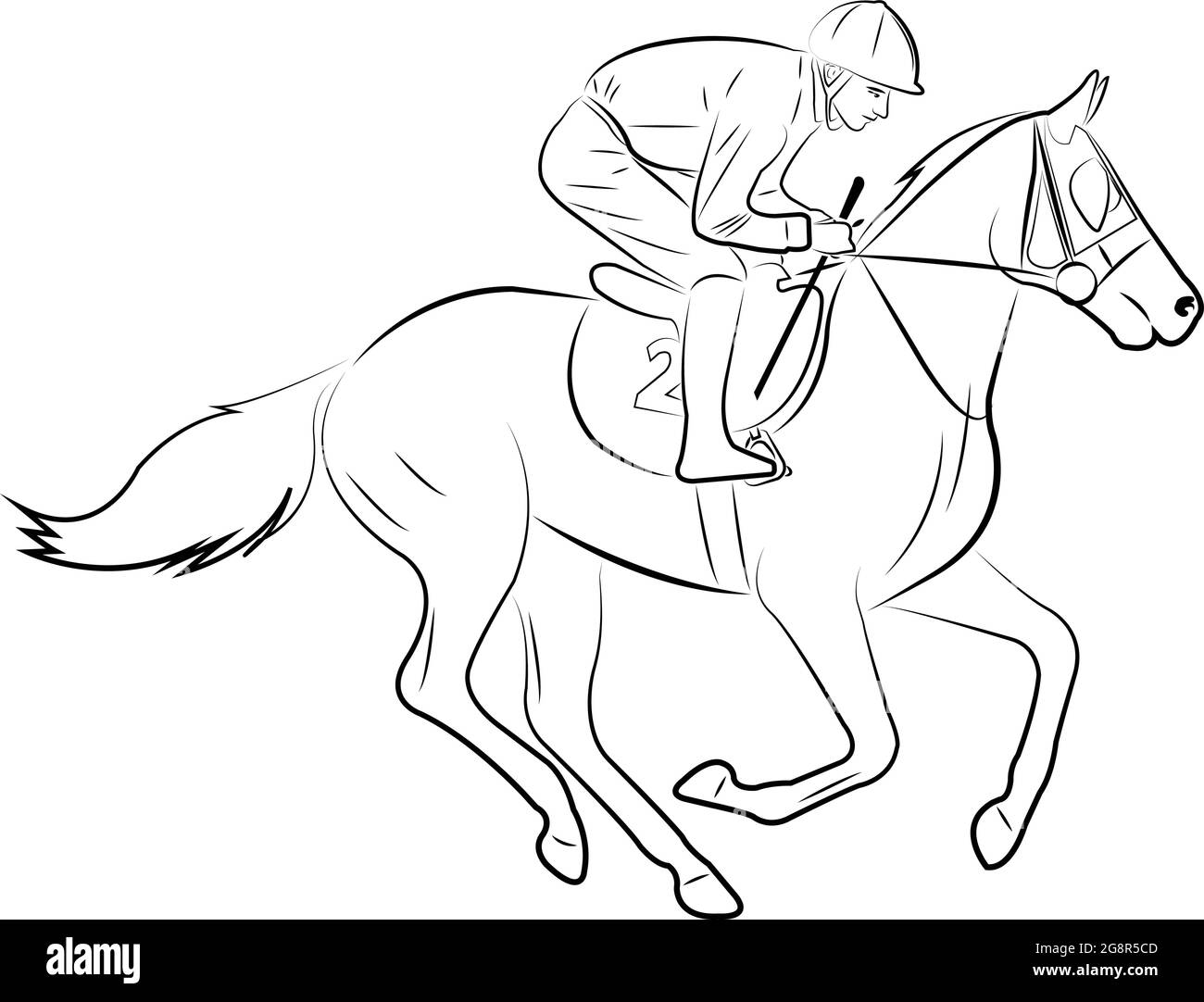 jockey caballo línea ilustración de arte - vector Ilustración del Vector