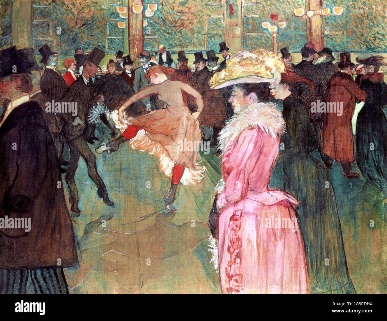 En el Moulin Rouge: La Danza de Henri de Toulouse-Lautrec (1864-1901), óleo sobre lienzo, 1890 Foto de stock