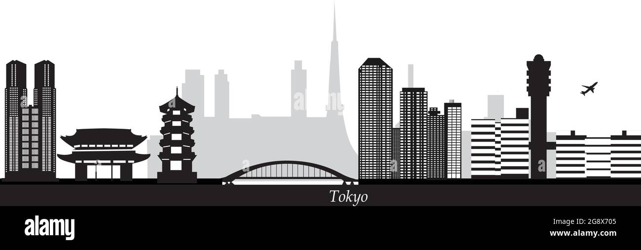 Ilustración de la capital de Tokio en Japón Ilustración del Vector