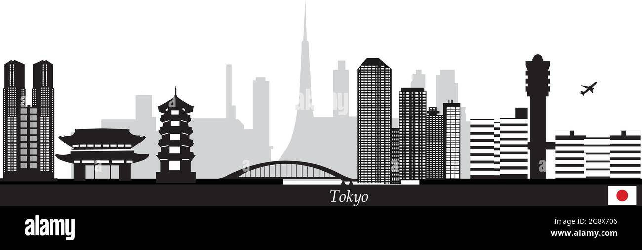 Ilustración de la capital de Tokio en Japón Ilustración del Vector