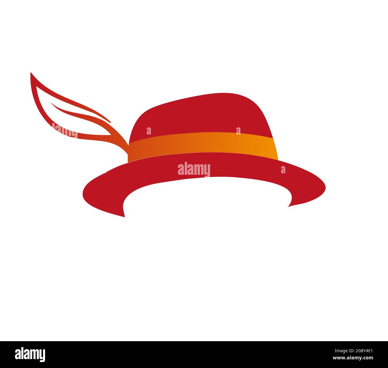 velocidad superficial Tender Sombrero rojo con una pluma feliz Imagen Vector de stock - Alamy