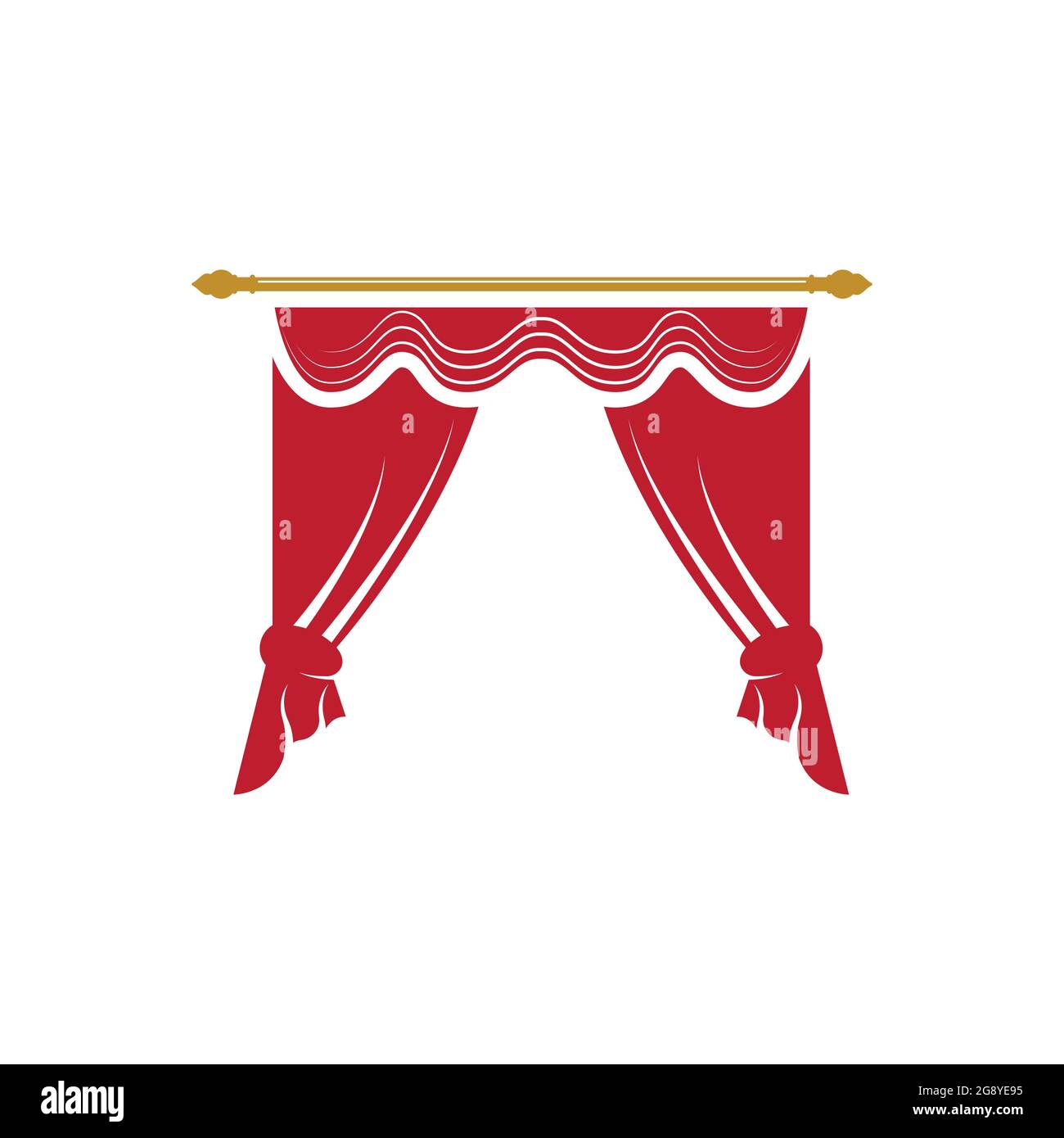 Cortina roja cornisa decoración tejido doméstico interior cortinas tela  lambarreina, vector ilustración curtaine Imagen Vector de stock - Alamy
