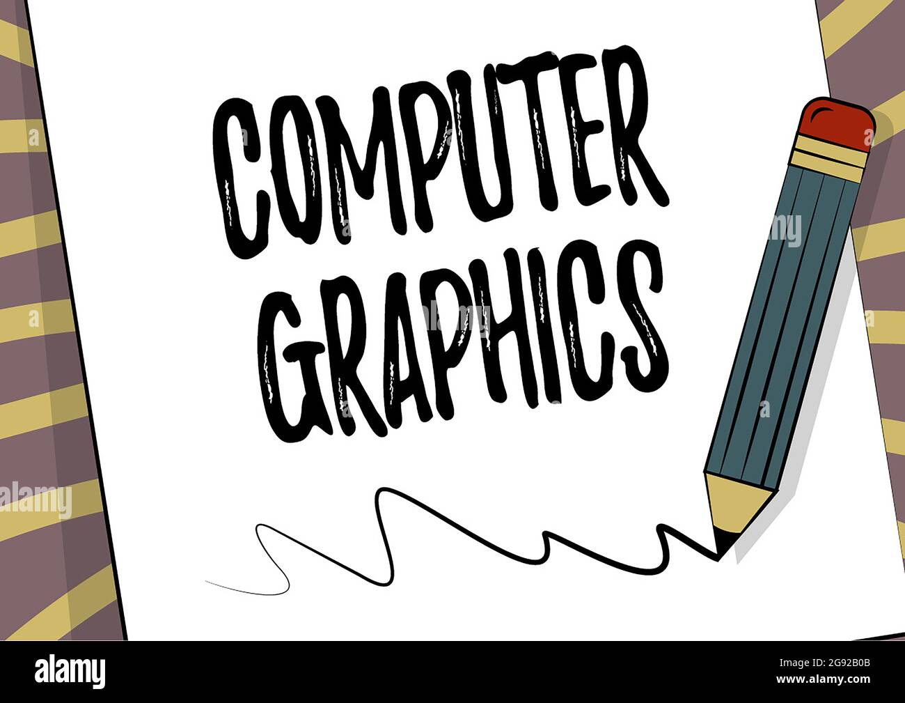 Título conceptual Gráficos de computadora. Representación visual de los  datos mostrados en un dibujo a lápiz de un monitor en la parte superior de  la hoja de papel Fotografía de stock -