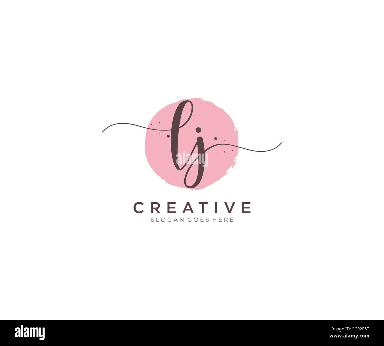 LJ Femenina logotipo de belleza monograma y elegante logotipo de diseño, escritura a mano logotipo de la firma inicial, boda, moda, floral y botánico con creatividad Ilustración del Vector