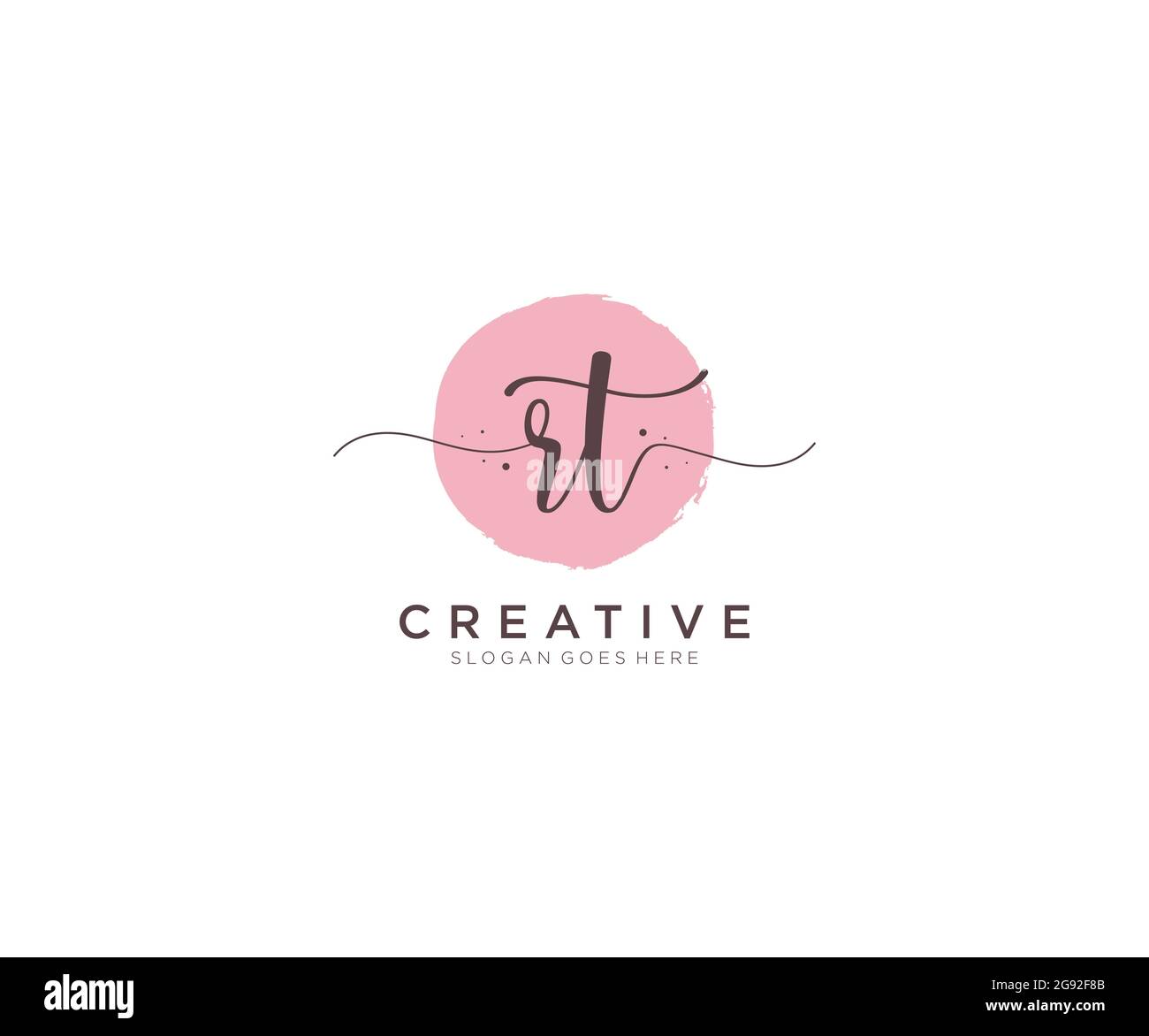 RT Femenina logotipo de belleza monograma y elegante logotipo de diseño, escritura a mano logotipo de la firma inicial, boda, moda, floral y botánico con creatividad Ilustración del Vector