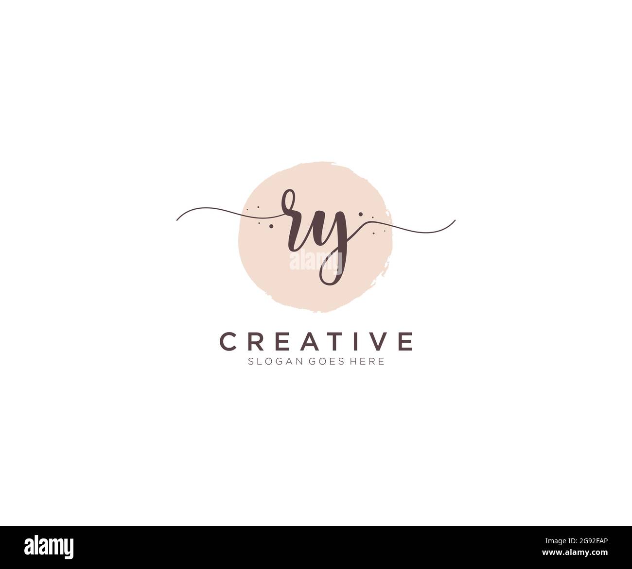 EL logotipo DE RY Femenino belleza monograma y elegante diseño de logotipo, logotipo de escritura a mano de la firma inicial, boda, moda, floral y botánico con creatividad Ilustración del Vector