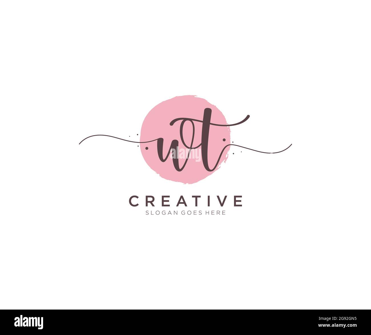 WT Femenina logotipo de belleza monograma y elegante diseño de logotipo, escritura a mano logotipo de la firma inicial, boda, moda, floral y botánico con creatividad Ilustración del Vector