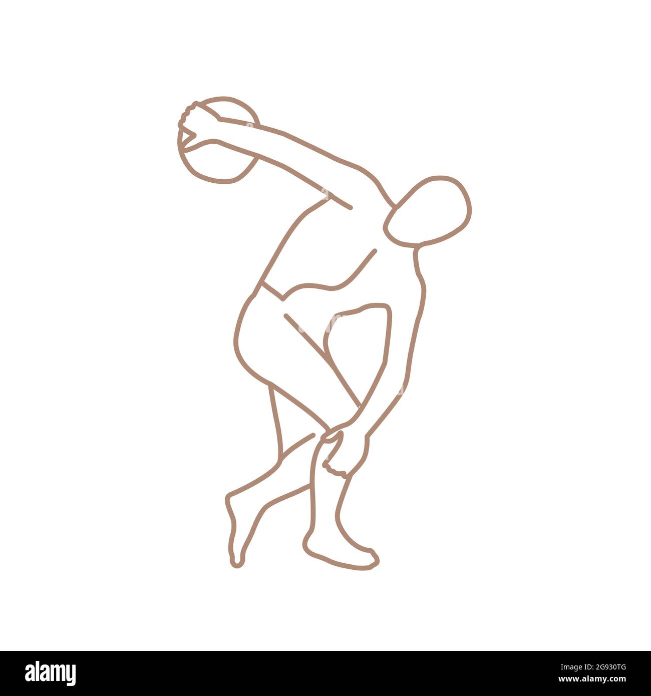 Discobolus de Myron Escultura de bronce Griega Doodle de época clásica Ilustración del Vector
