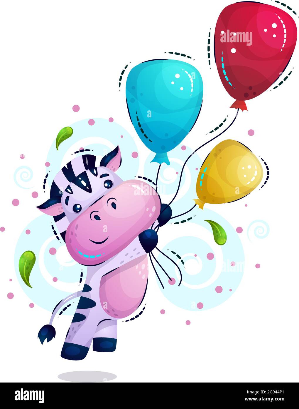 Bonitas cebra a rayas con globos. Ilustración vectorial para niños en el  estilo de dibujos animados Imagen Vector de stock - Alamy