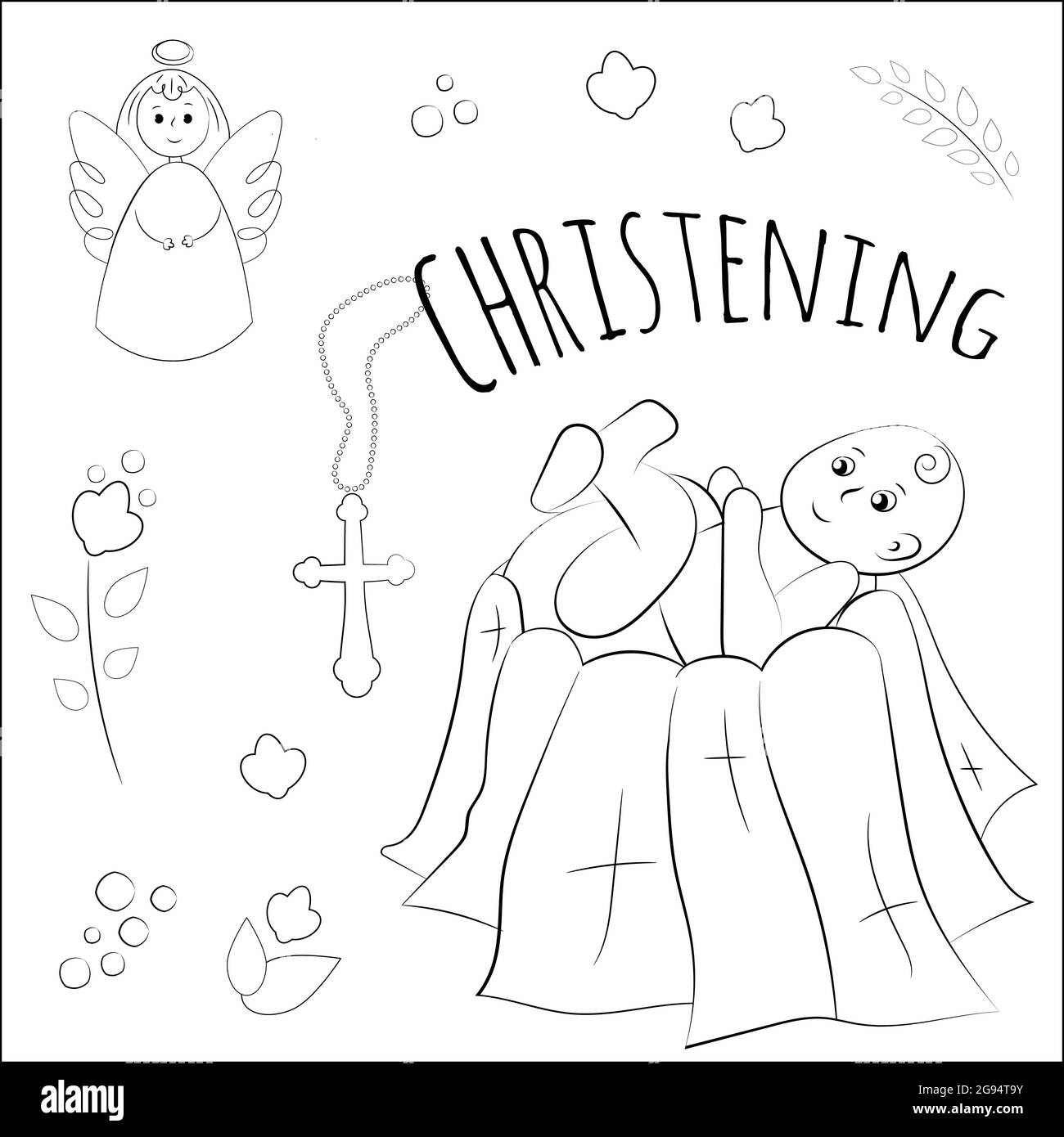 Bautismo del niño en la iglesia, bautizo. Conjunto vectorial de elementos aislados, dibujado a mano. Se utiliza para postales, felicitaciones, fondos de pantalla, prin Imagen Vector de stock - Alamy Bautismo del niño en la iglesia, bautizo. Conjunto vectorial de elementos aislados, dibujado a mano. Se utiliza para postales, felicitaciones, fondos de pantalla, prin Imagen Vector de stock - Alamy