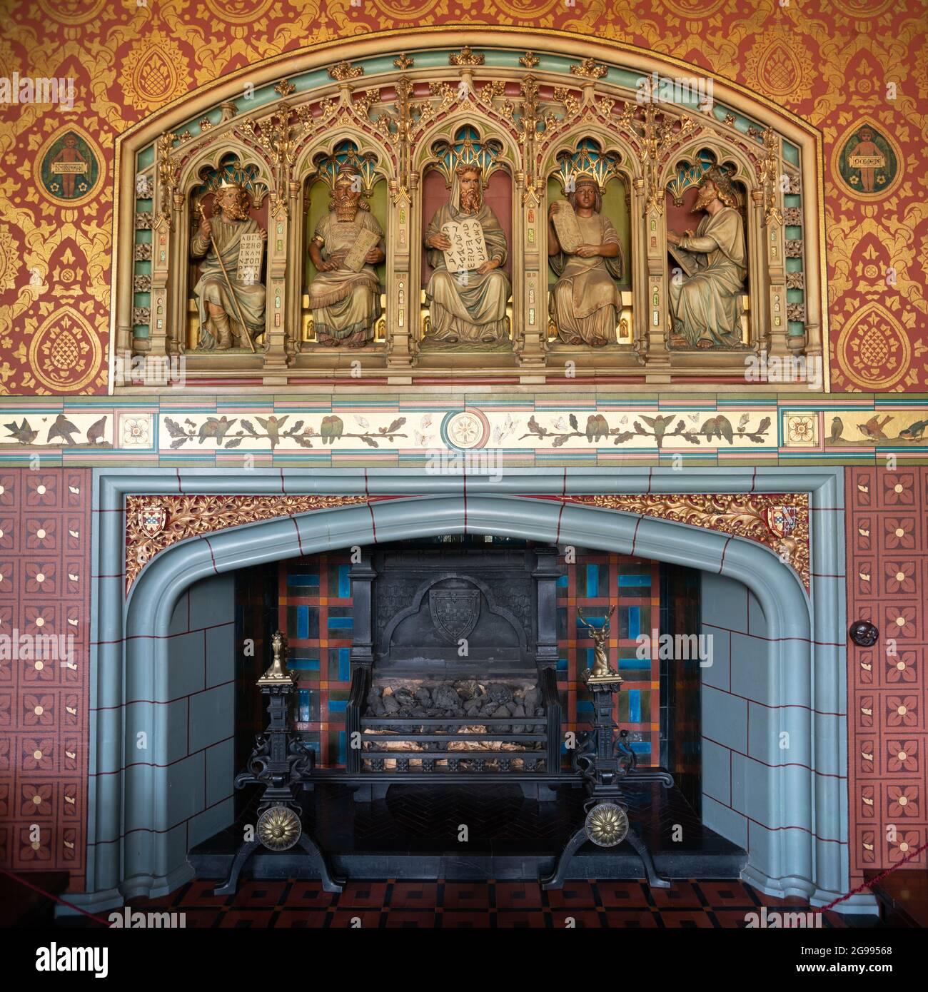 El interior gótico victoriano del castillo de Cardiff Foto de stock