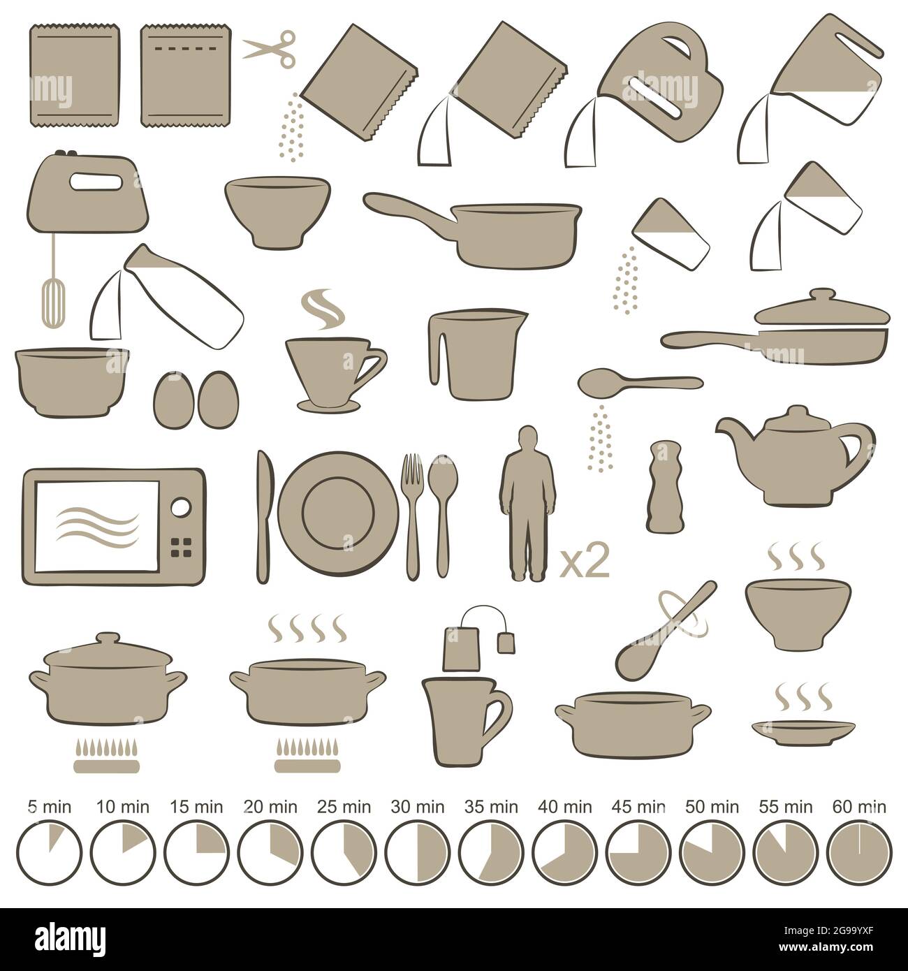 Ingredientes De Cocción E Iconos De Los Utensilios De Cocina