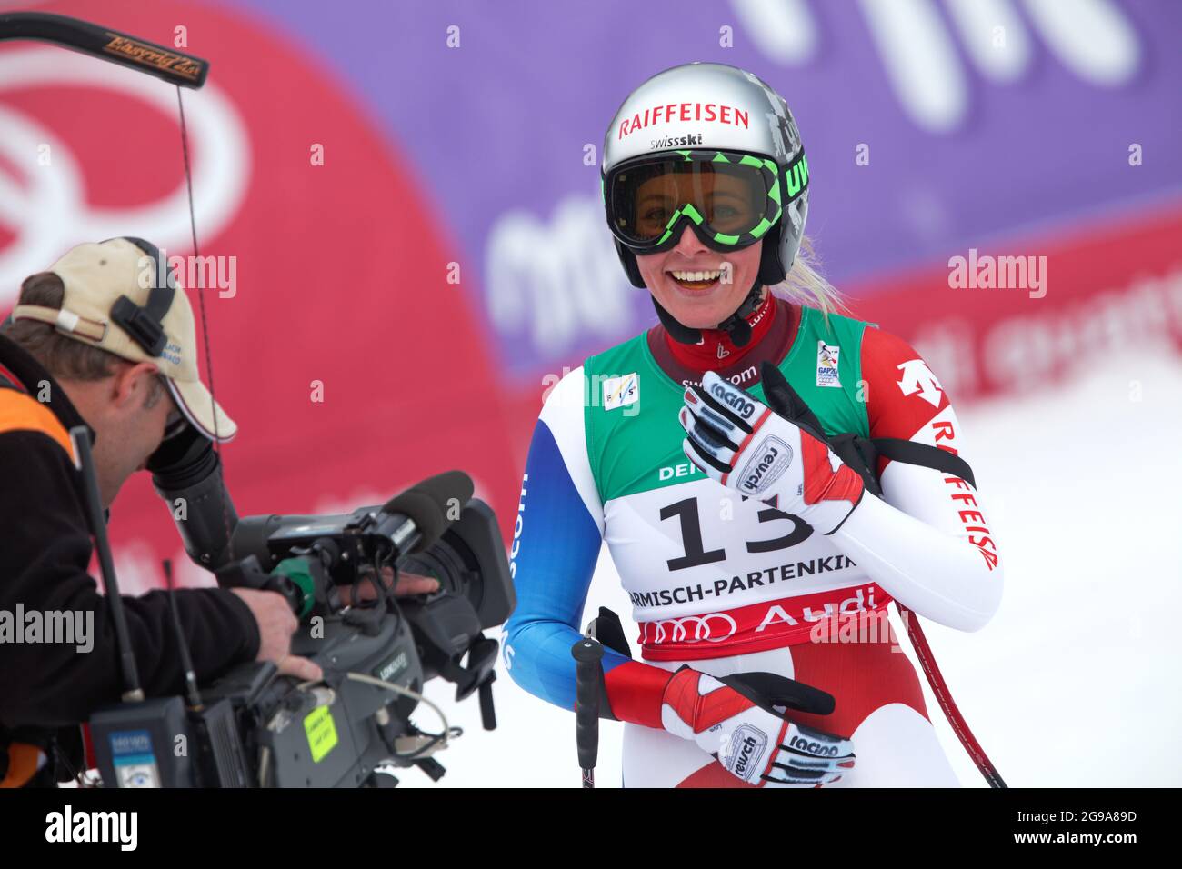 Lara Gut (SUI) en el Campeonato Mundial de Esquí alpino FIS, Garmisch-Partenkirchen, Alemania 2011 Foto de stock