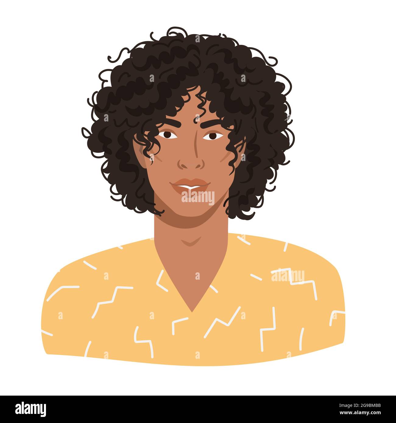 Retrato De Un Joven Guapo Con Peinado Afro Tipo Latino Avatar De Metis Hombre Sonriente Con 4220