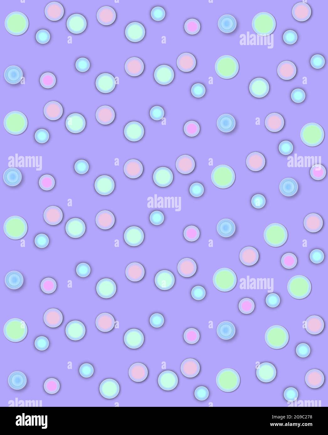 Suaves lunares color pastel flotan sobre un fondo de lila. Los puntos son  de varios colores Fotografía de stock - Alamy