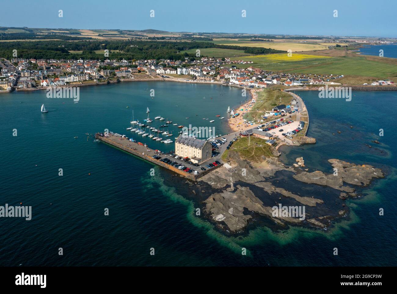 Vista aérea de Elie y Earlsferry, Neuk Este, Fife, Escocia. Foto de stock