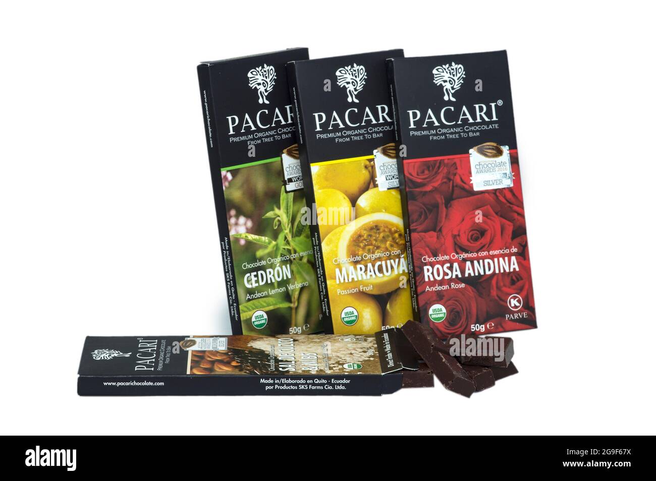 Tabletas de chocolate orgánico con varios sabores de la marca Pakari