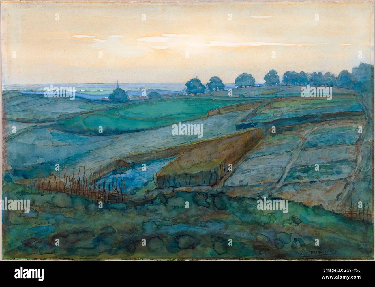 Piet Mondrian (Piet Mondriaan), Paisaje cerca de Arnhem, pintura, 1900-1901 Foto de stock