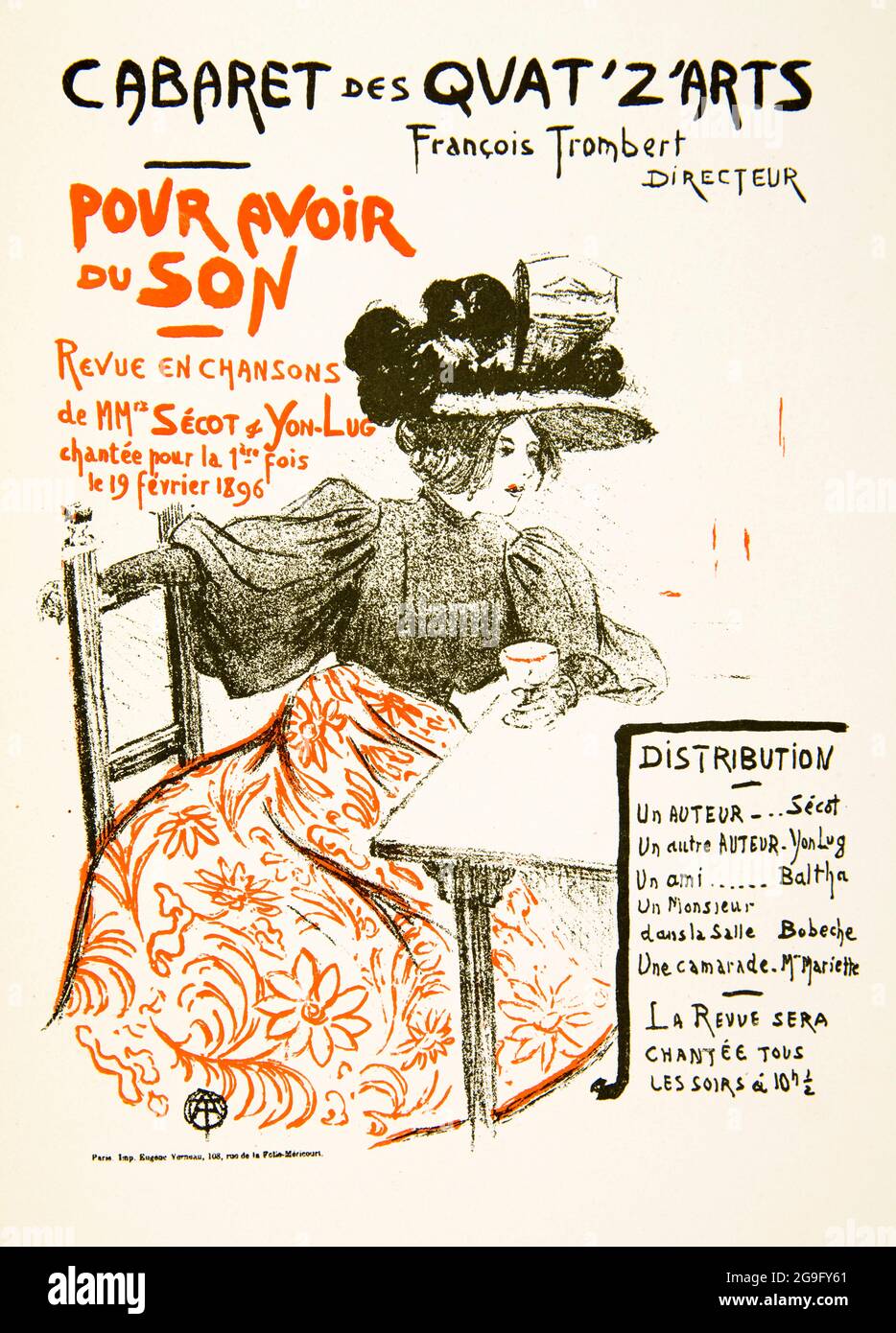 Henri de Toulouse-Lautrec, pour avoir du Son, Cabaret Revue, tapa del programa, impresión, 1896 Foto de stock