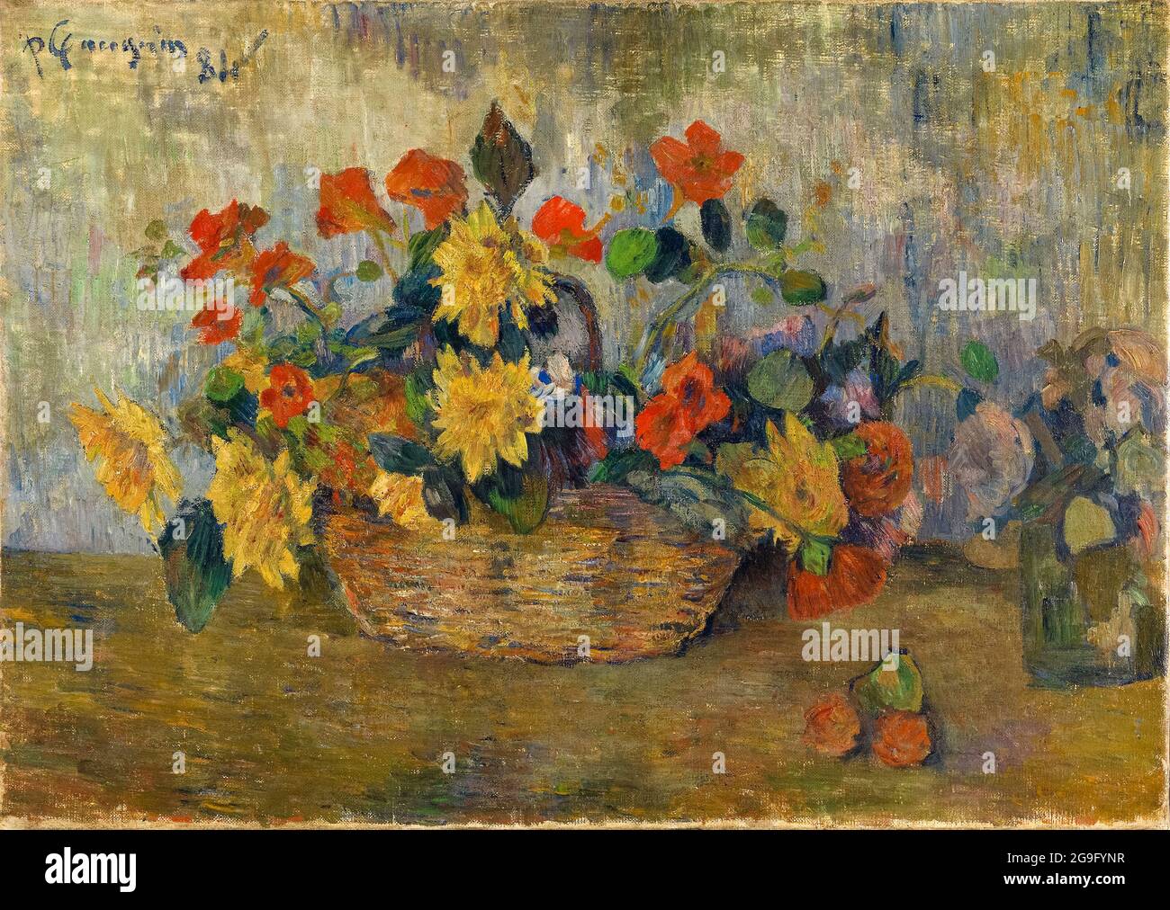 Paul Gauguin, Untitled, (Cesta de flores), Still life painting, 1884 Foto de stock