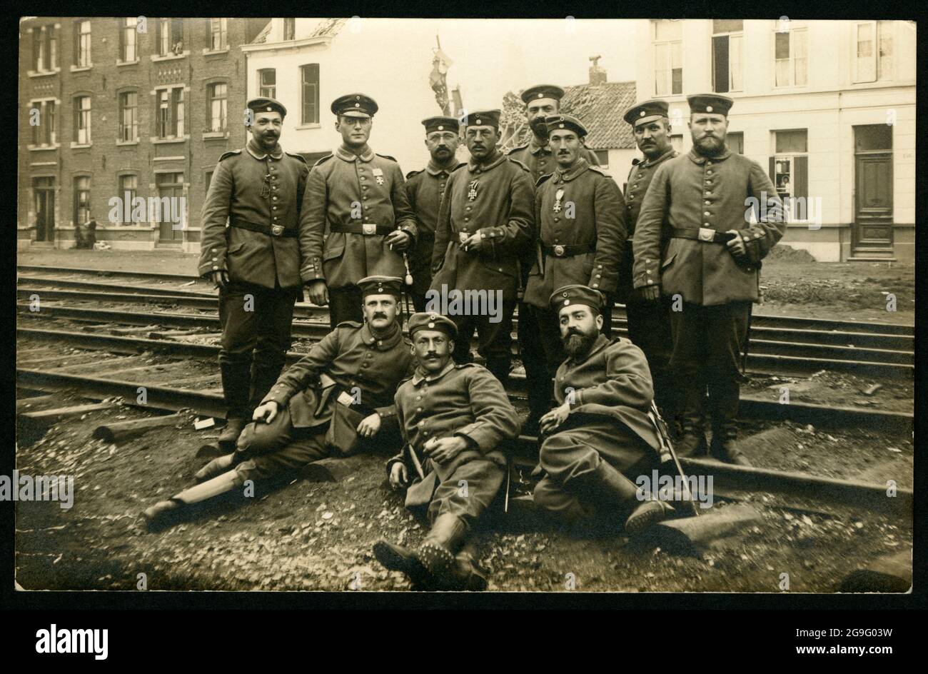 Europa, Alemania, Primera Guerra Mundial, foto de grupo de los soldados de los 1. Bayer. Landwehr-Infanterie Regimiento, DERECHOS-ADICIONALES-LIQUIDACIÓN-INFO-NO DISPONIBLE Foto de stock
